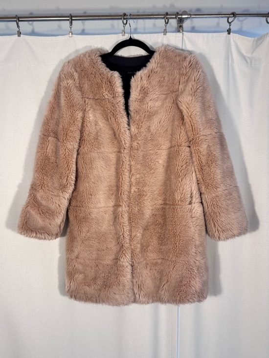Zara Jackets & Blazers - Zara Tan Longline Faux Fur Coat